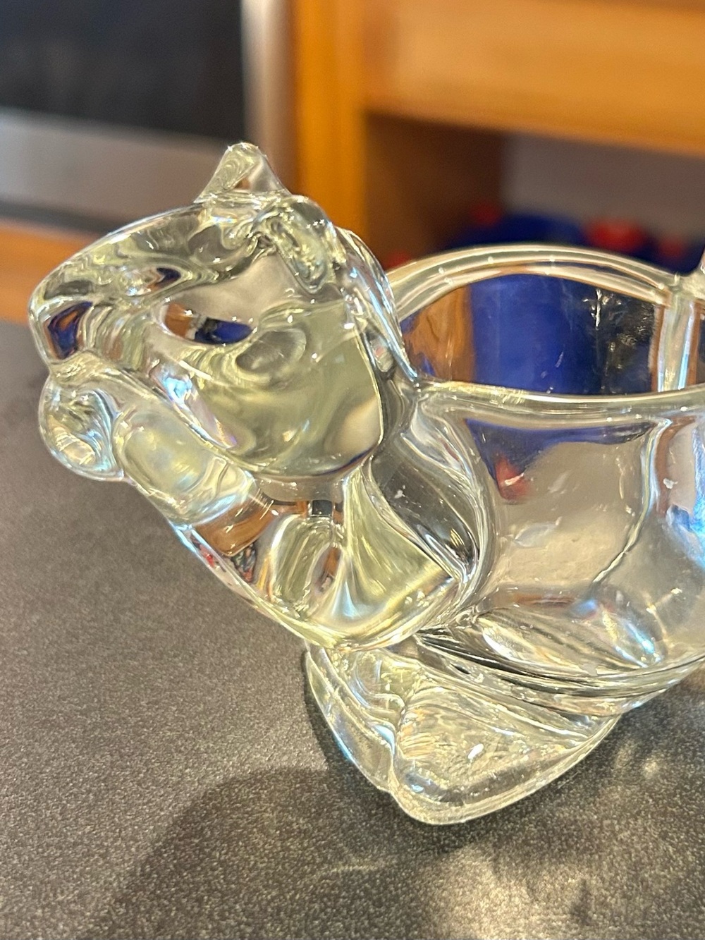 AVON vintage Clear Glass squirrel tea light candleholder